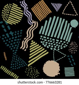 Memphis seamless  pattern in retro style. Doodle pattern hand-drawn pen, ink, chalk. 