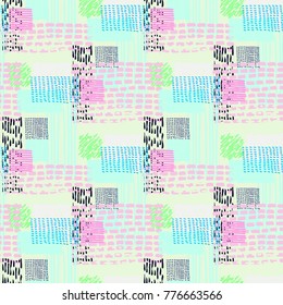 Memphis seamless  pattern in retro style. Doodle pattern hand-drawn pen, ink, chalk. 