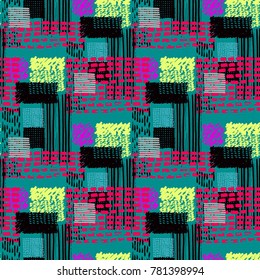 Memphis seamless  pattern in retro style. Doodle pattern hand-drawn pen, ink, chalk. 