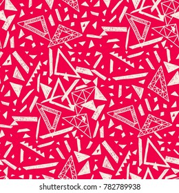 Memphis seamless pattern in retro style. Doodle pattern hand-drawn pen, ink, chalk. Ethnic, folk, tribal.