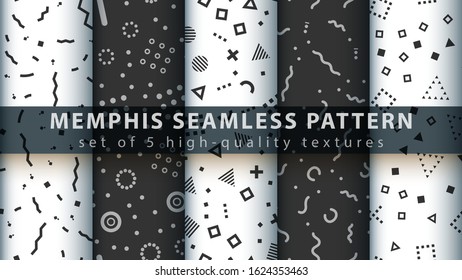 Memphis seamless pattern - set five items