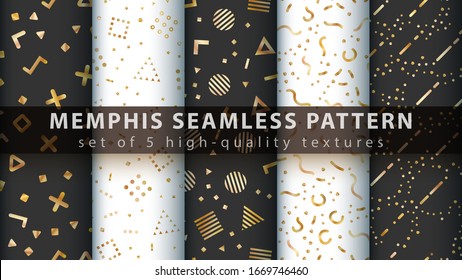 Memphis seamless pattern - set five items