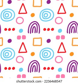 Memphis seamless pattern. Trendy memphis style. Colorful geometric seamless pattern different shapes color style.Vector illustration