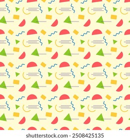 Memphis sem costura pattern.Colorful padrão de repetição geométrica.Christmas vetor gráfico ilustração fundo.