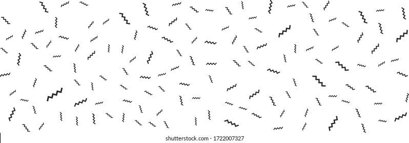 Memphis seamless patterns. Wide banner abstract pattern background. Vector illustration bright design. Abstract seamless geometric pattern on white background. Simple minimal elements for shirt, flyer