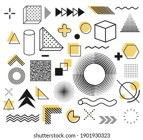 Memphis, set of abstract geometric shapes. Retro elements for web, vintage, advertisement, commercial banner, billboard, sale, poster, leaflet. Vector illustration. Eps 10. - Shutterstock ID 1901930323