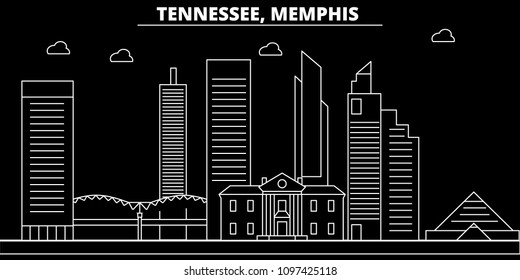 Memphis silhouette skyline. USA - Memphis vector city, american linear architecture, buildings. Memphis travel illustration, outline landmarks. USA flat icon, american line banner