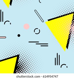 Memphis simple 80s pattern. Geometric hipster fashion style abstract art. 90s decoration with triangle and dots. bright summer texture. Ditsy trendy print
