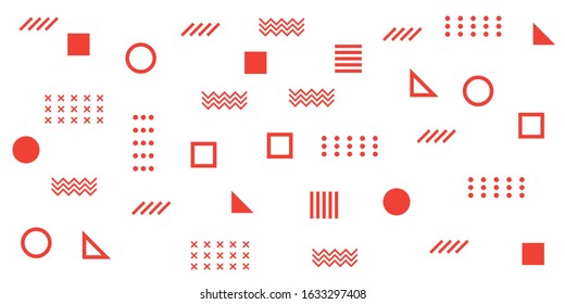 Memphis Simple Blue Abstract Circle Line Rectangle Box Arrow Cross Pie Egypt Basic Shape Background for shirt