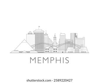 Memphis skyline cityscape vector illustration