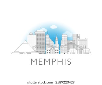 Memphis skyline cityscape vector illustration