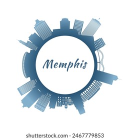 Memphis skyline with colorful buildings. Circular style. Stock vector illustration.