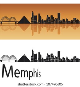 Memphis Skyline In Orange Background In Editable Vector File