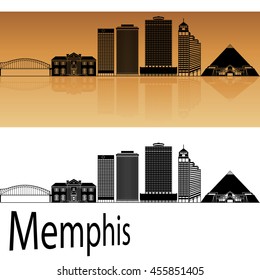 Memphis skyline in orange background in editable vector file