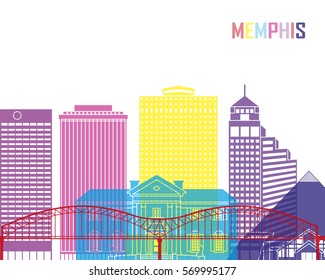 Memphis Skyline Pop In Editable Vector File