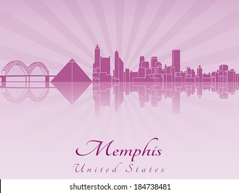 Memphis skyline in purple radiant orchid in editable vector file