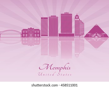 Memphis skyline in purple radiant orchid in editable vector file