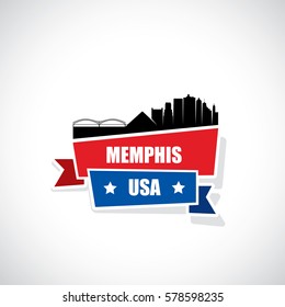 Memphis skyline ribbon banner - Tennessee - vector illustration