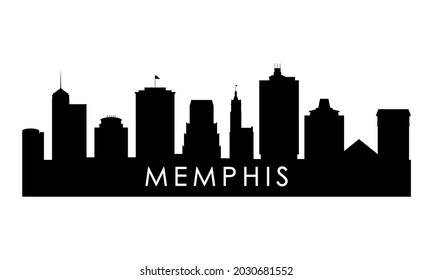 Memphis skyline silhouette. Black Memphis city design isolated on white background. 