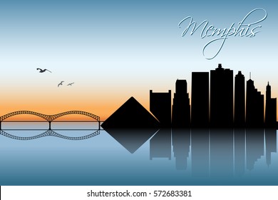 Memphis Skyline - Tennessee - Vector Illustration 