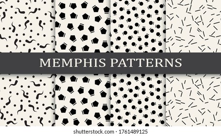 Memphis style 70s sealess pattern set