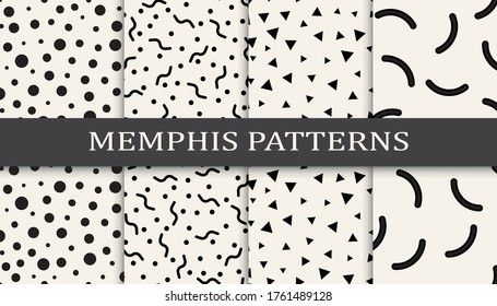 Conjunto de patrones sin sellos de estilo Memphis de los años 70
