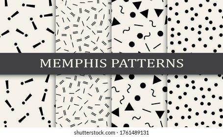 Memphis style 70s sealess pattern set