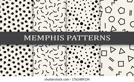 Memphis style 70s sealess pattern set