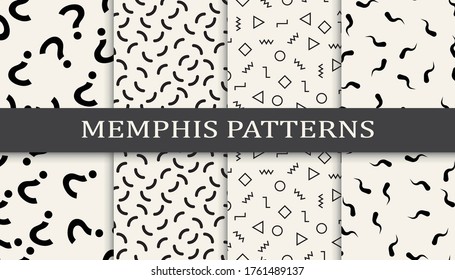 Memphis style 70s sealess pattern set