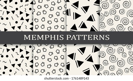 Memphis style 70s sealess pattern set