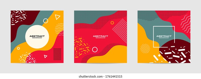 Memphis style Abstract freeform shape and geometric background, Vector illustration template design banner or poster.