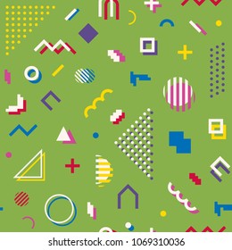 Memphis style abstract geometric seamless pattern. Composition 5