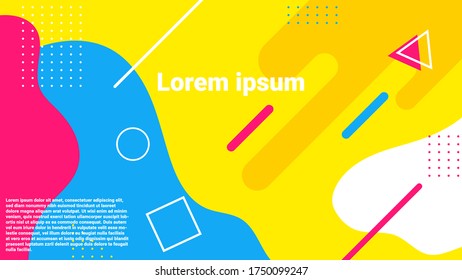Fondo de estilo Memphis. Fondos de color con elementos geométricos. Diseño de vectores abstractos de estilo plano ideal para banner, web, promoción, anuncio, placa y cartón.