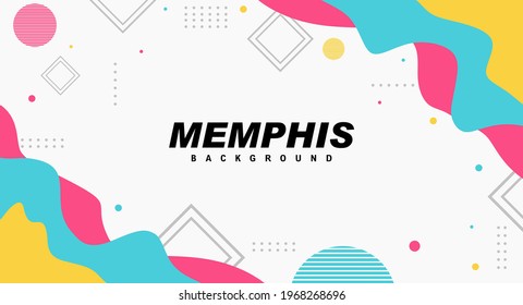 Memphis style background. Combination of Color shapes with Futuristic 3D Elements. suitable for business presentations Banners, Webs, Promotions, Advertisements, Plaques and Billboards.