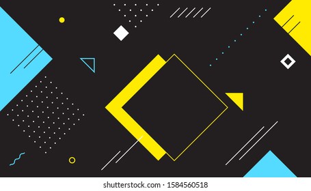 Memphis style background design with geometric abstract shapes compositions suitable for cover, magazine, leaflet, poster.