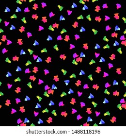 Memphis style background with neon leopard. Vector seamless pattern - memphis style, fashion 80s, 90s party design. Multicolor gradient on black.