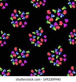 Memphis style background with neon leopard. Vector seamless pattern - memphis style, fashion 80s, 90s party design. Multicolor gradient on black.