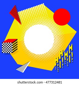 Memphis style background with trendy geometric elements.Modern abstract design poster, cover, card design