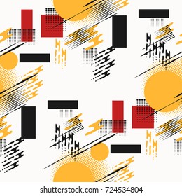Memphis style background with trendy geometric elements.Modern abstract design poster, cover, card design