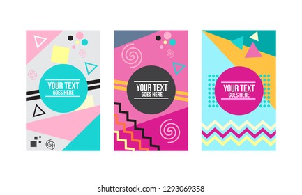Memphis style banner and background design