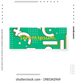 Estilo Memphis Banner Design Set de plantillas coloridas con formas geométricas, Patrones Hipster Fashion 80-90. Perfecto para la presentación Cabecera, Página, Cubierta, Ilustración vectorial