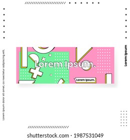 Memphis style Banner Design Set of Colorful templates with geometric shapes, Patterns Hipster Fashion 80s-90s. Perfect for presentation Header, Page, Cover, Vector illustration