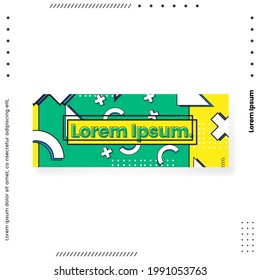 Estilo Memphis Banner Design Set de plantillas coloridas con formas geométricas, Patrones Hipster Fashion 80-90. Perfecto para la presentación Cabecera, Página, Cubierta, Ilustración vectorial