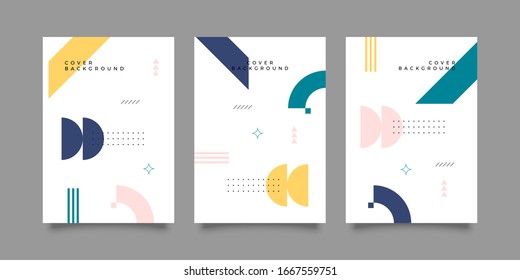 Memphis style banner templates collection. 80-90s trendy fashion background with geometric shapes. Vector illustration. Poster, invitation, greeting card, cover design.