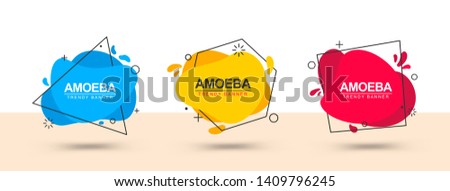 Memphis style banners isolated on light background. Ready modern design banners for use in many projects.