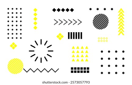 Memphis Style, Bold Yellow Geometric Patterns.
