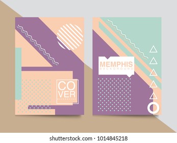 Memphis style cards. Collection of templates in trendy memphis fashion 80-90s. Perfect for ad, greeting cards, presentation, cover design and more