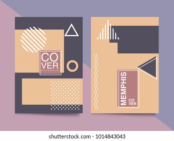Memphis style cards Design Collection of Colorful templates with geometric shapes, patterns with trendy Memphis fashion 80s-90s. Perfect for ad, invitation, presentation Isolated Vector illustration
