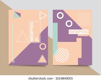 Memphis style cards Design Collection of Colorful templates with geometric shapes, patterns with trendy Memphis fashion 80s-90s. Perfect for ad, invitation, presentation Isolated Vector illustration
