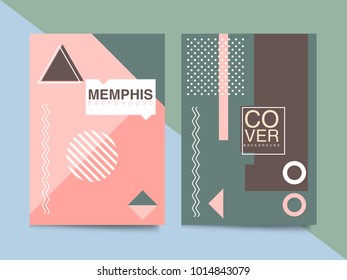 Memphis style cards Design Collection of Colorful templates with geometric shapes, patterns with trendy Memphis fashion 80s-90s. Perfect for ad, invitation, presentation Isolated Vector illustration
